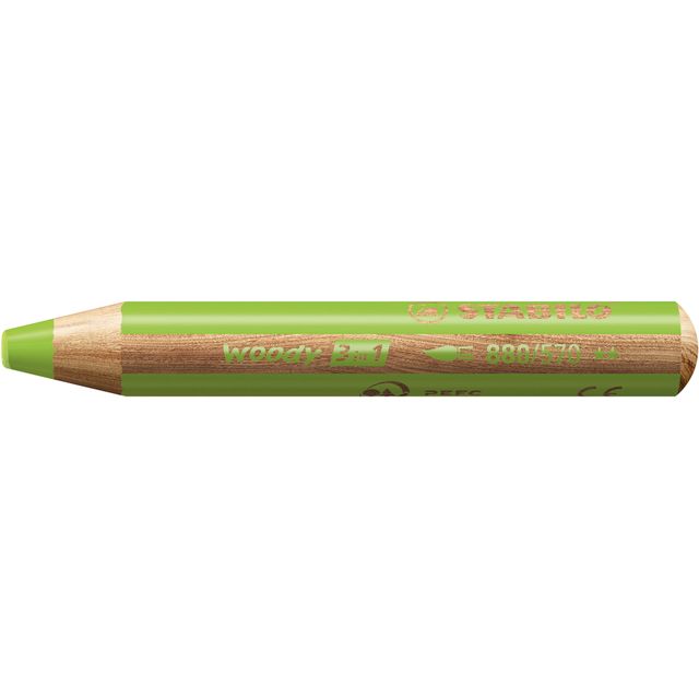 Stabilo - Crayons de couleur 880 woody 3 en 1 multi-talentueux vert clair | 5 pièces
