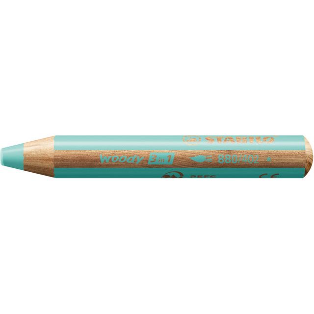 Stabilo - Crayon de couleur 880 Woody 3 en 1 Bleu pastel