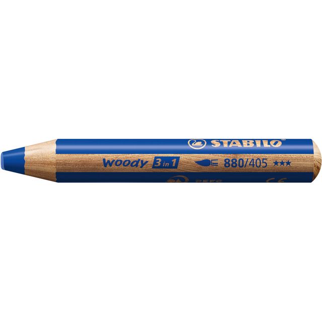 Stabilo - Crayons de couleur 880 woody 3 en 1 bleu multitalent