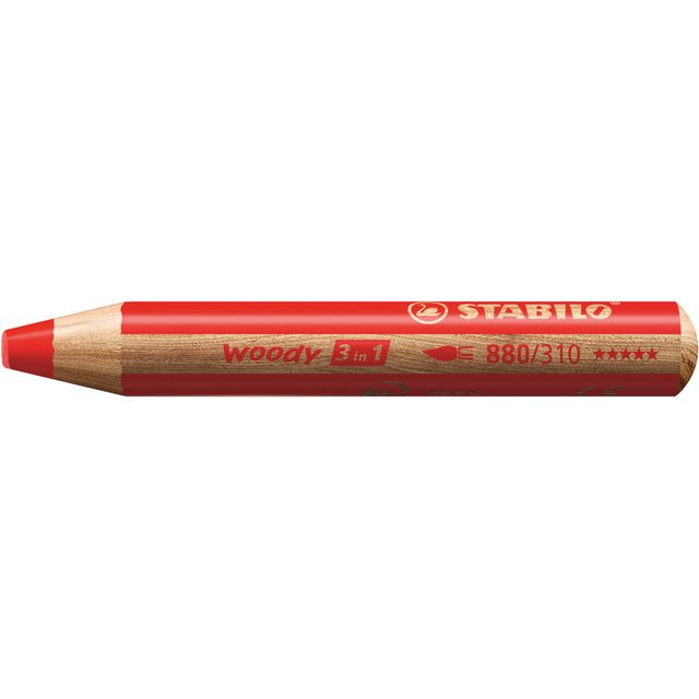 Stabilo - Buntstifte 880 woody 3 in 1 Multitalent rot | 5 Stück