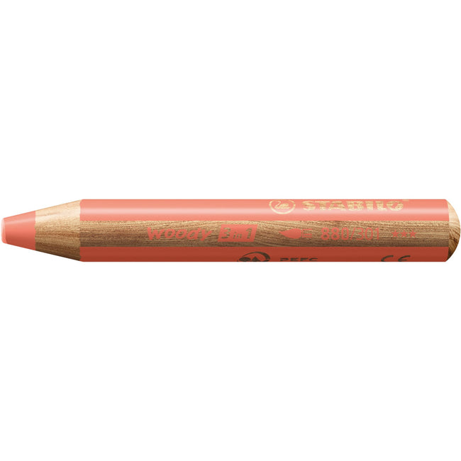 Stabilo - Crayons de couleur 880 woody 3 en 1 rouge pastel multi-talentueux