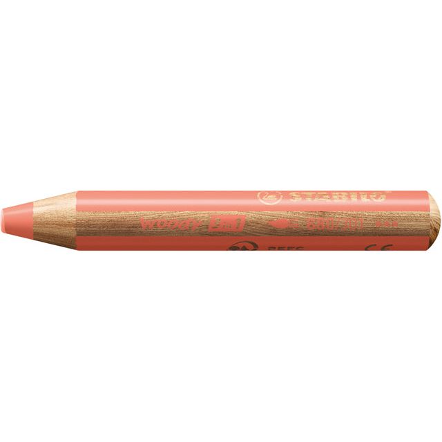 Stabilo - Crayon de couleur 880 Woody 3 en 1 rouge pastel rouge