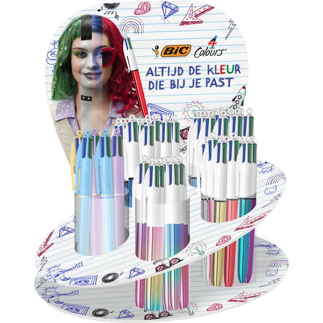 BIC -  Balpen  4kleuren medium assorti