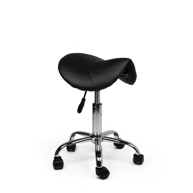 Bureau - Tabouret selle bas roulettes dures noir