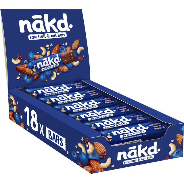 NAKD - Muffin aux myrtilles et aux fruits et aux noix 18x35 grammes