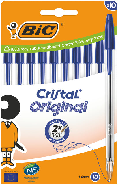 Bic - Balpen bic cristal m 10st blauw