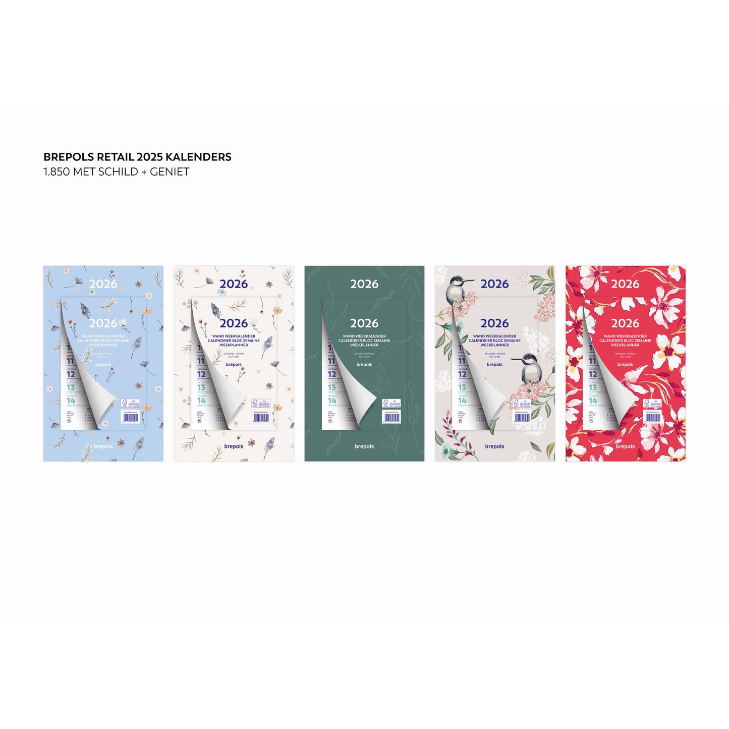 Brepols -  Weekkalender 2026  190x130 7dagen/1pagina sie assorti