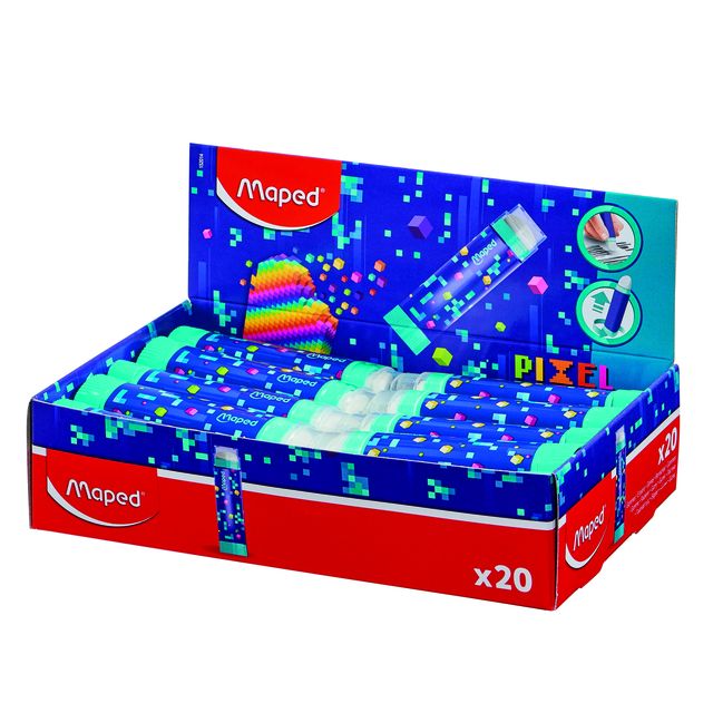 Maped - Gomme pixel party en tube présentoir de 20 pièces