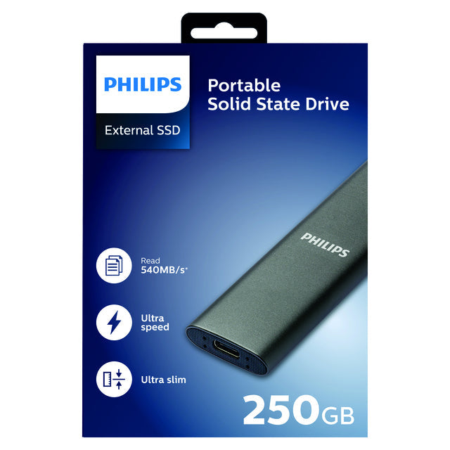 Philips - SSD Philips Externe 250 Go USB -c Gray | 2 pièces