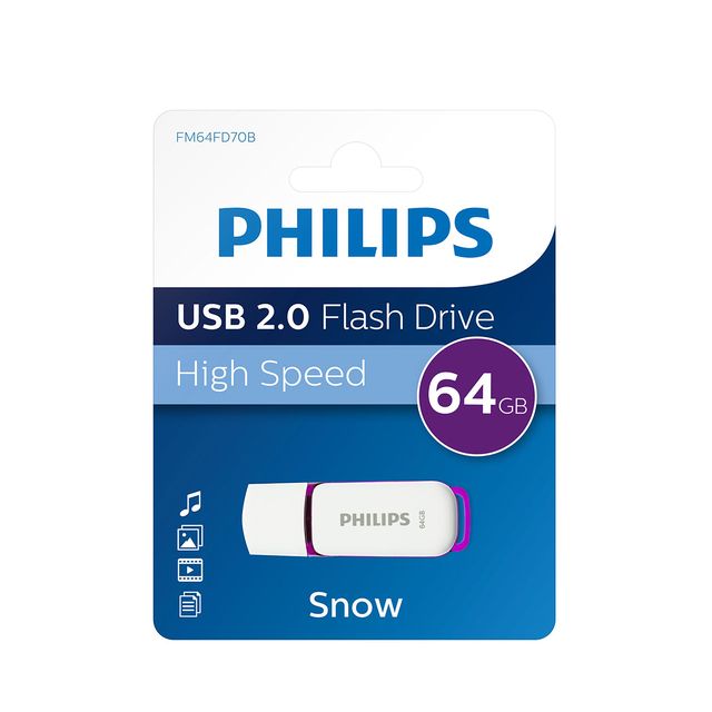 Philips -  Usb stick 2.0  snow usb-a 64gb paars | 10 stuks