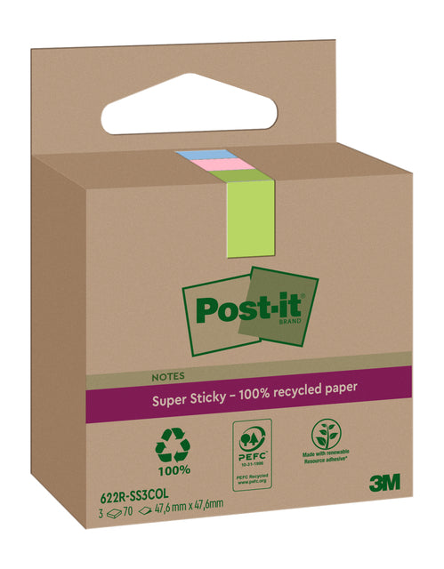 Post-it - Bloc-notes 3m 622 rss3col 47,6x47,6mm ass.kl | 12 pièces