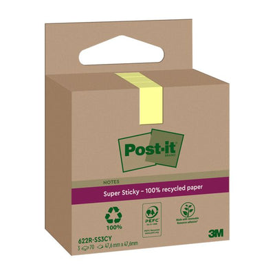 Post-it - Bloc-notes 3m 622 rss3cy 47,6x47,6mm jaune | 12 pièces