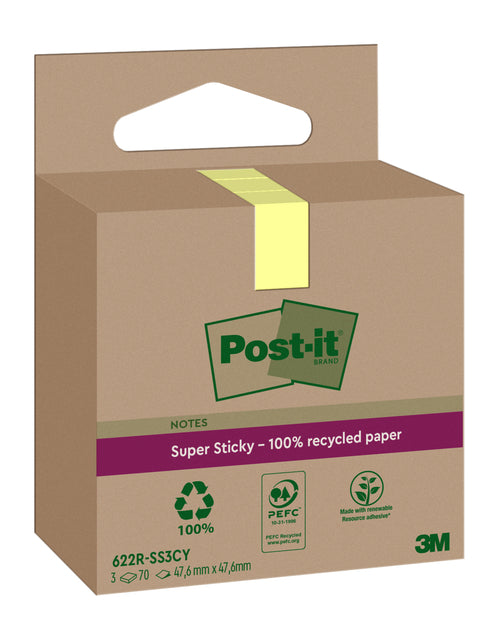 Post-it - Bloc-notes 3m 622 rss3cy 47,6x47,6mm jaune | 12 pièces