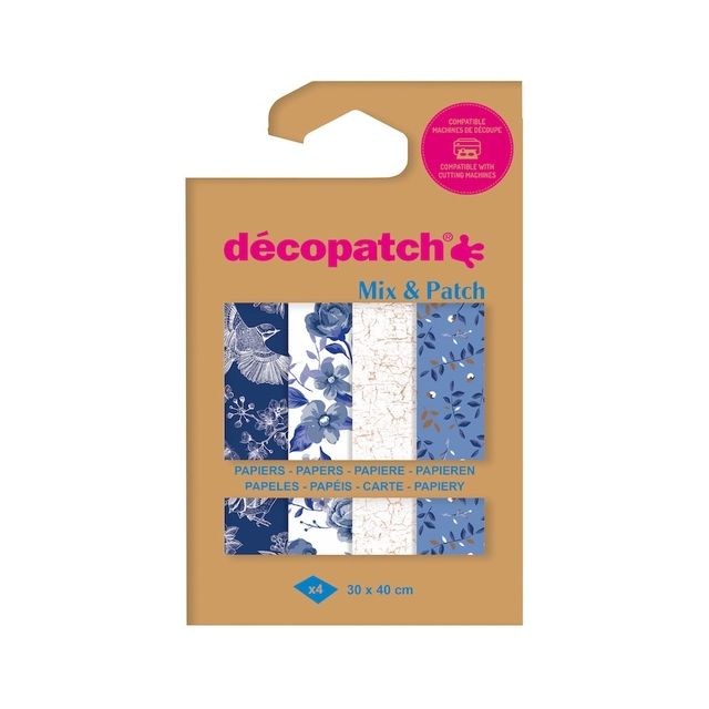 Décopatch - Papier hobby Décopatch 30x40cm lot de 4 feuilles thème Nuances de Bleu