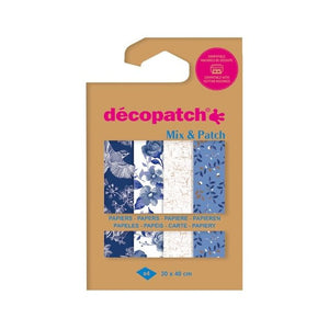 Décopatch - Papier hobby Décopatch 30x40cm lot de 4 feuilles thème Nuances de Bleu