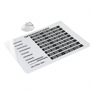 Klika - Panneau horaires d'ouverture 15x20 cm + ventouse 14 pièces