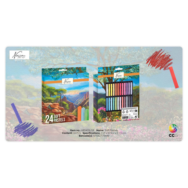 Nassau fine art - craie à compter blister souple 24 pièces assorties | 12 pièces