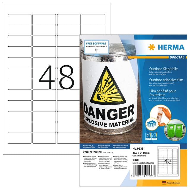 HERMA -  Etiket  9536 45.7x21.2 weerbest wt 1920st