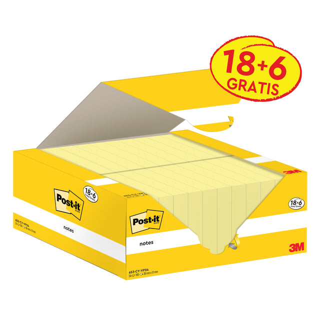 Post-it -  Memoblok 3m  653-cy 38x51mm geel | 12 stuks