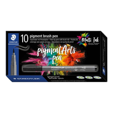 Staedtler -  Brushpen pigment pen intens 1.0mm zwart | 10 stuks