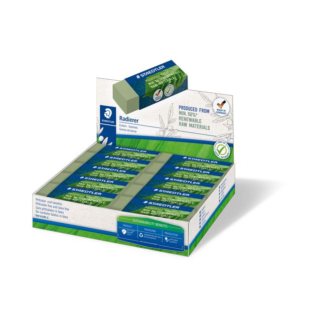Staedtler -  Gum eco 52680 65x23x10mm olijfgroen