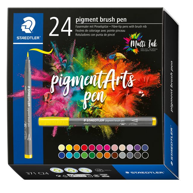 Staedtler - Brushpen PigmentArts Set mit 24 Farben | 3 Stück