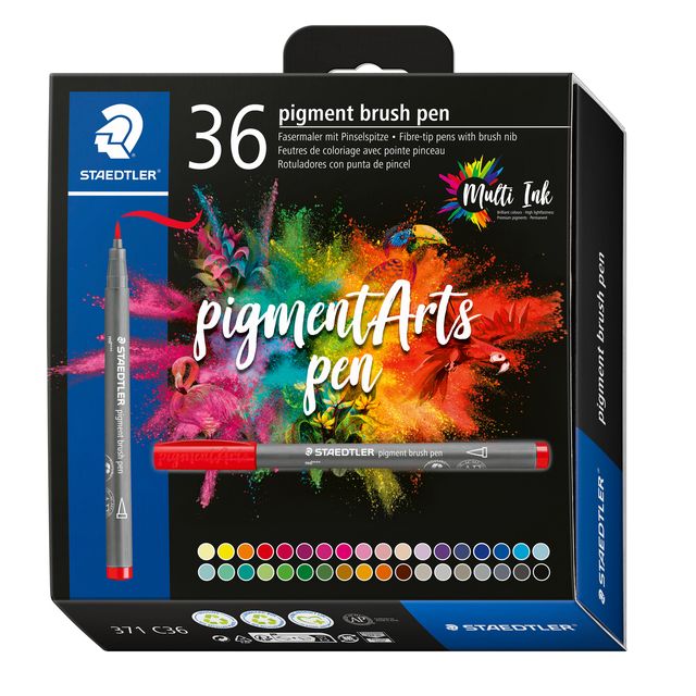 Staedtler - Brushpen PigmentArts ensemble de 36 couleurs | 3 pièces