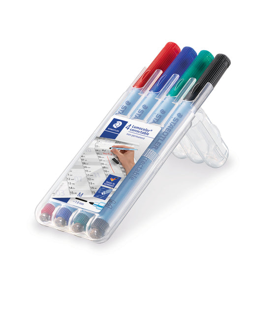 Staedtler -  Viltstift Lumocolor 305 non permanent correctable M set à 4 stuks
