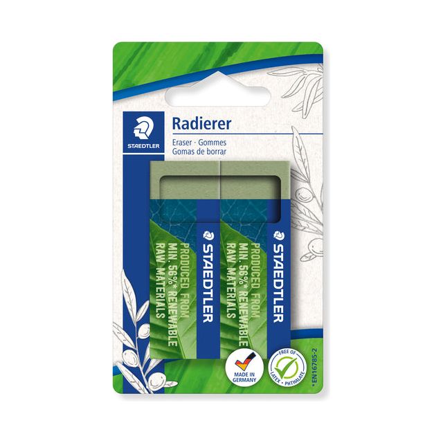 Staedtler - Gum eco 52680 65x23x10mm groen 2 stuks