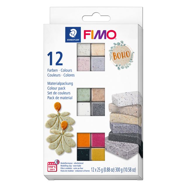 Fimo Staedtler - Pack de couleurs effet Fimo Argile de 12 couleurs Boho