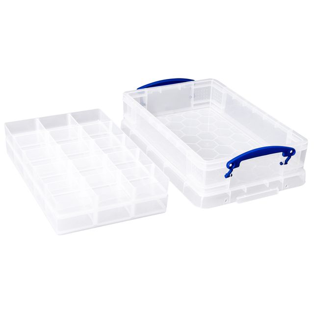 Really Useful Box - Boîte de rangement 4 litres 30 compartiments 395x255x88mm transparent blanc