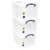 Really Useful - Boîte de rangement 35 litres pack de 3 boîtes 480x390x310mm transparent blanc
