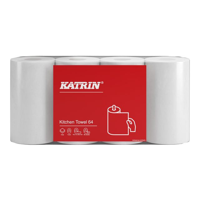 Katrin - Essuie-tout 2 couches 64 feuilles blanc 87075 | 8 pièces