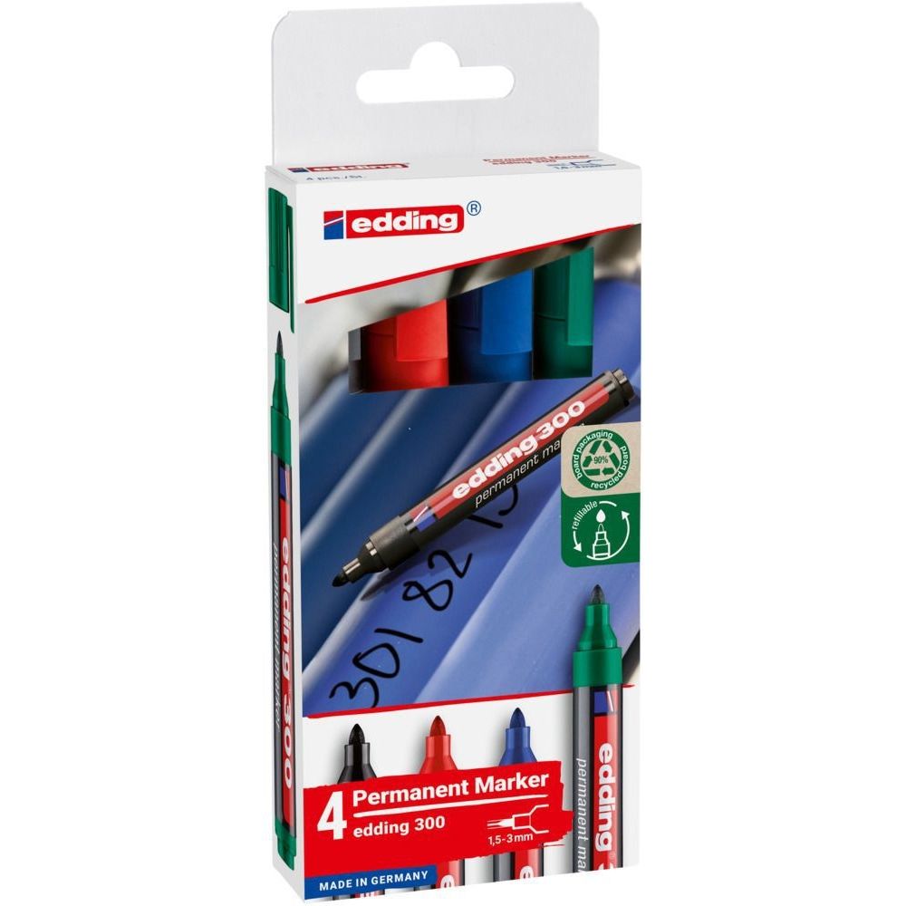 Edding -  Viltstift  300 rond 1.5-3mm 4st assorti