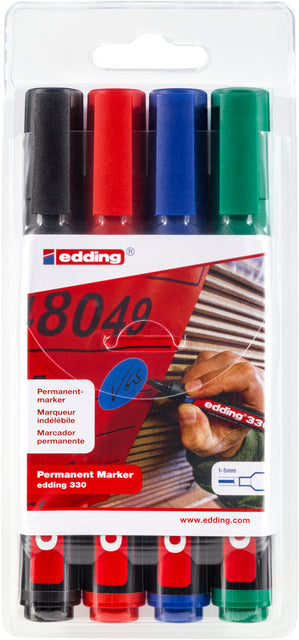 Edding - Feutre 330 diagonale 1,5-5mm blister assorti de 4 pièces