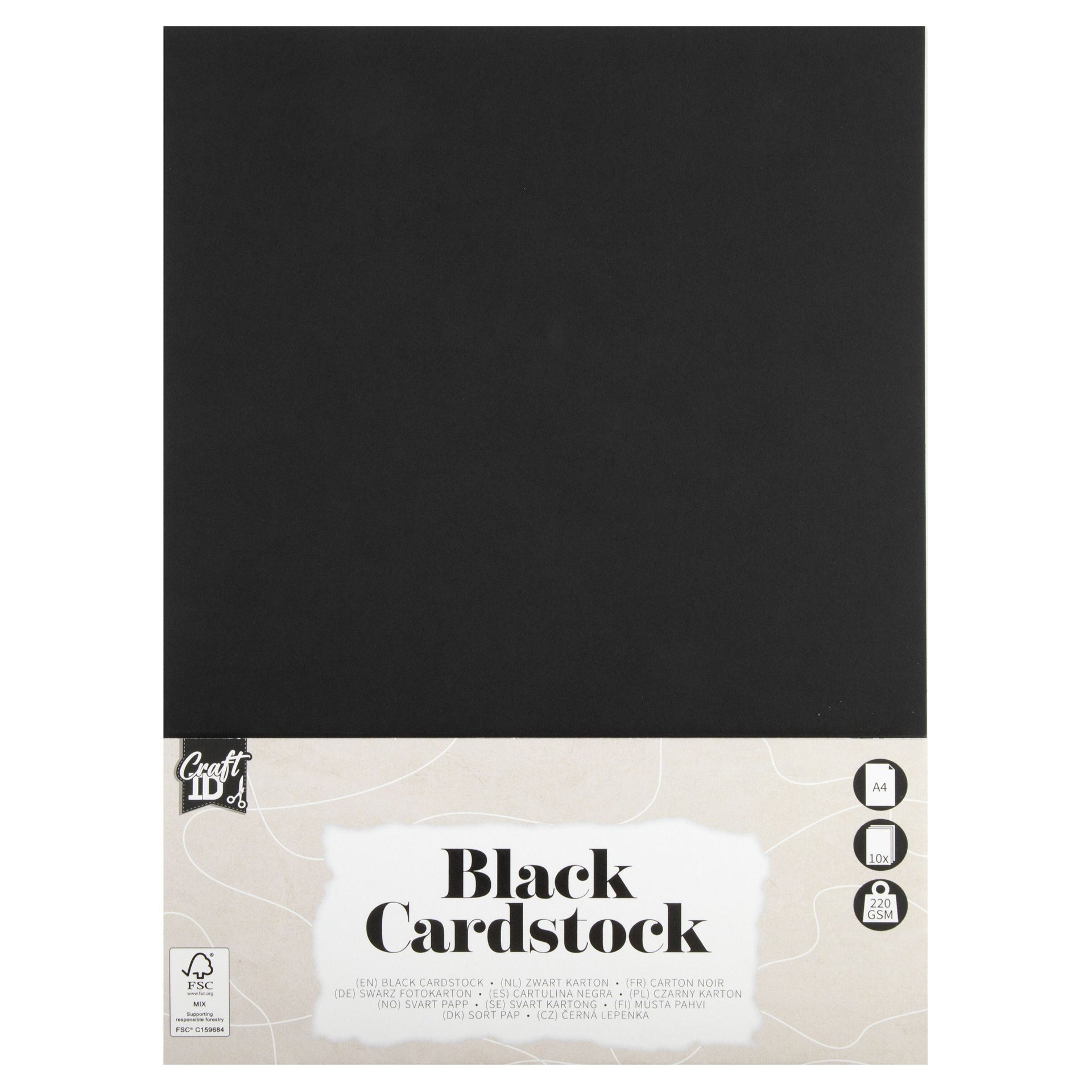 CraftID - Carton Hobby A4 220gr noir 10 feuilles | 10 pièces