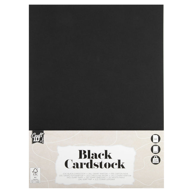 CraftID - Hobbykarton A4 220gr schwarz 10 Blatt