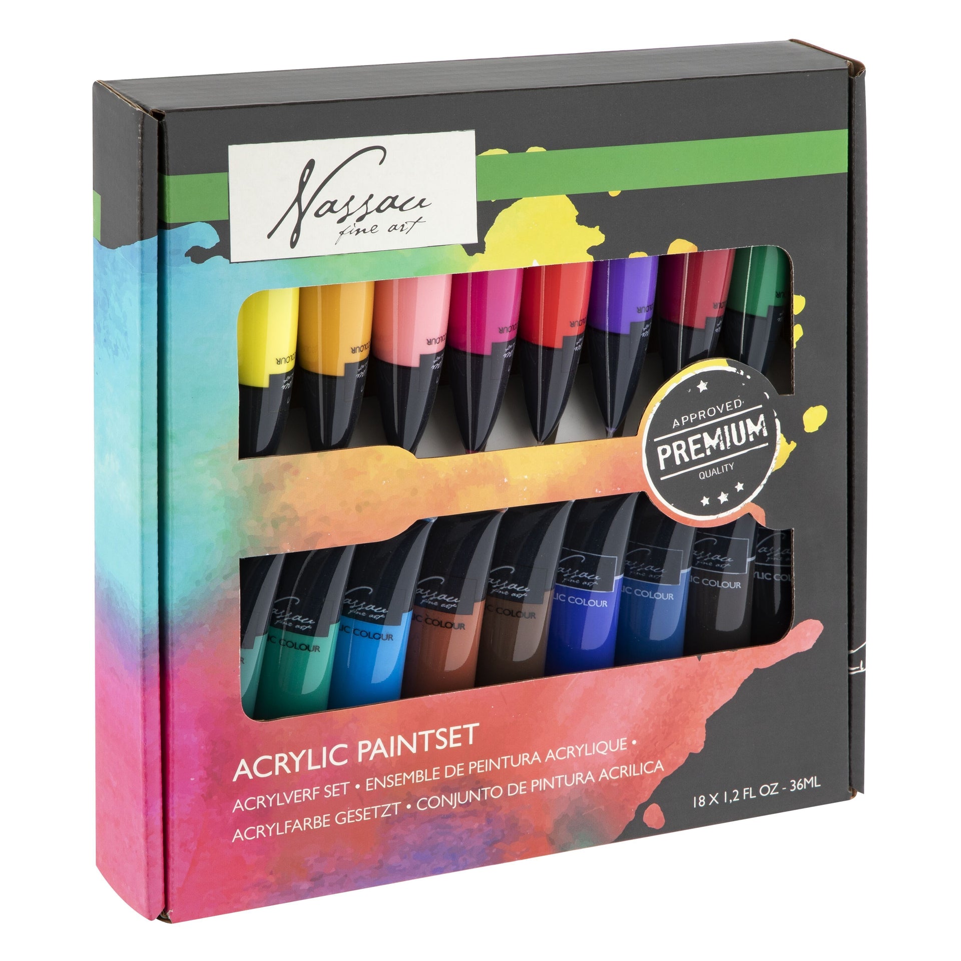 Nassau fine art - Peinture acrylique coffret de 18 tubes de 36ml