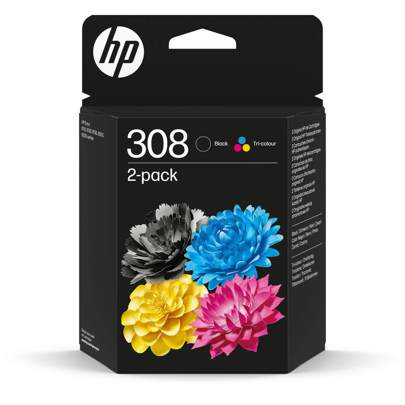HP - Cartouche d'encre 6l6s6ue 308 noire + 3 couleurs