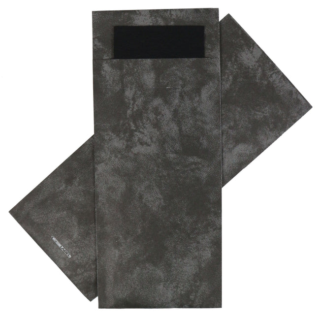 IEZZY -  Bestekzakje 190x85mm antraciet gemarmerd met zwart servet 500st