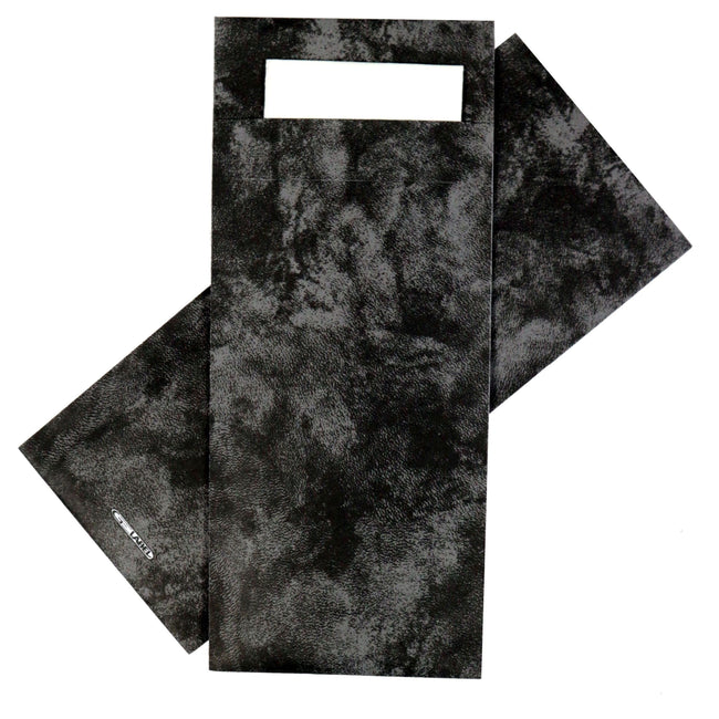 IEZZY -  Bestekzakje 190x85mm zwart gemarmerd met wit servet 500st