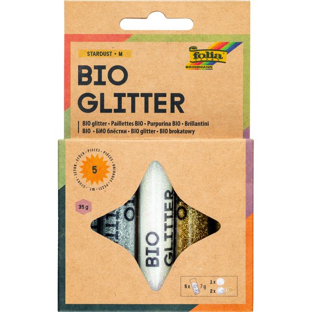 Folia Paper - Poudre pailletée Bio Folia dust 7gr 5 pièces 3 couleurs