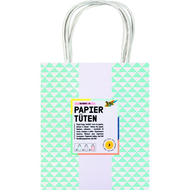 Folia Paper -  Tas handvat folia kraftpap 115gr 18x21x8 3dessins | 5 stuks