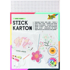 Folia Paper -  Borduurkaarten folia 17.5 x x24.5cm 300gr 40v wit