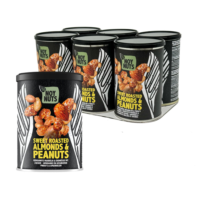 NoyNuts - Cacahuètes sucrées et grillées aux amandes boîte 135 grammes | 6 pièces