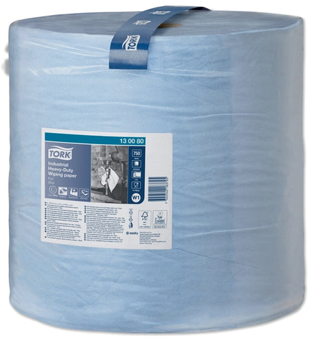 Tork - Papier nettoyant W1 Heavy Duty Industriel 3 couches 750 feuilles bleu 130080