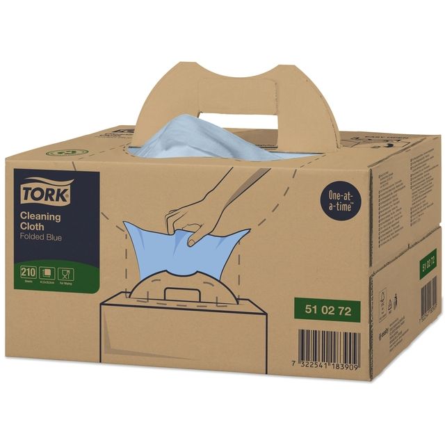 Tork - Chiffon de nettoyage W7 boîte distributrice 1 couche 210 feuilles bleu 510272