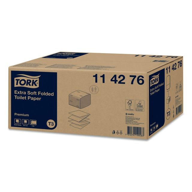 Tork - Toilettenpapier T3 gefaltet 2-lagig 110x190mm weiß 114276