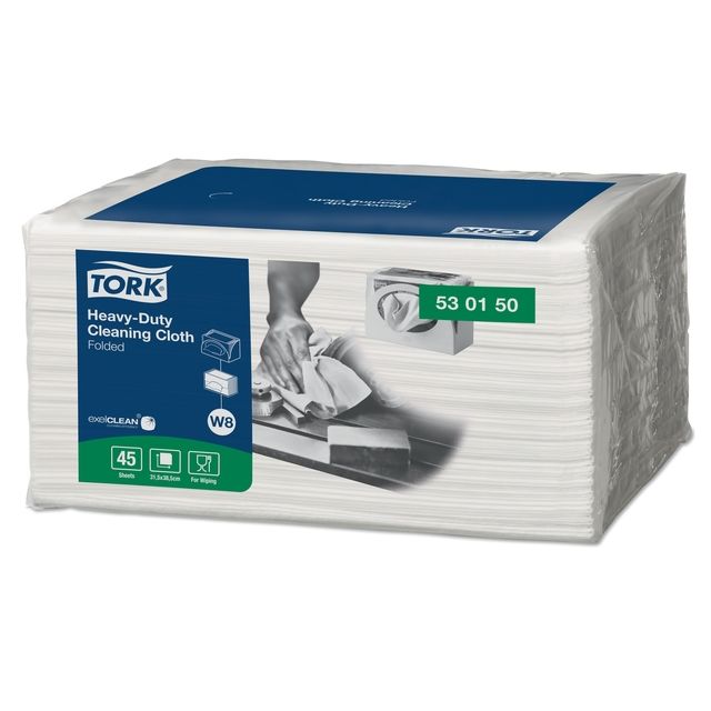 Tork - Reinigungstuch W8 Heavy-Duty 1-lagig 45 Blatt weiß 530150 | 8 Stück