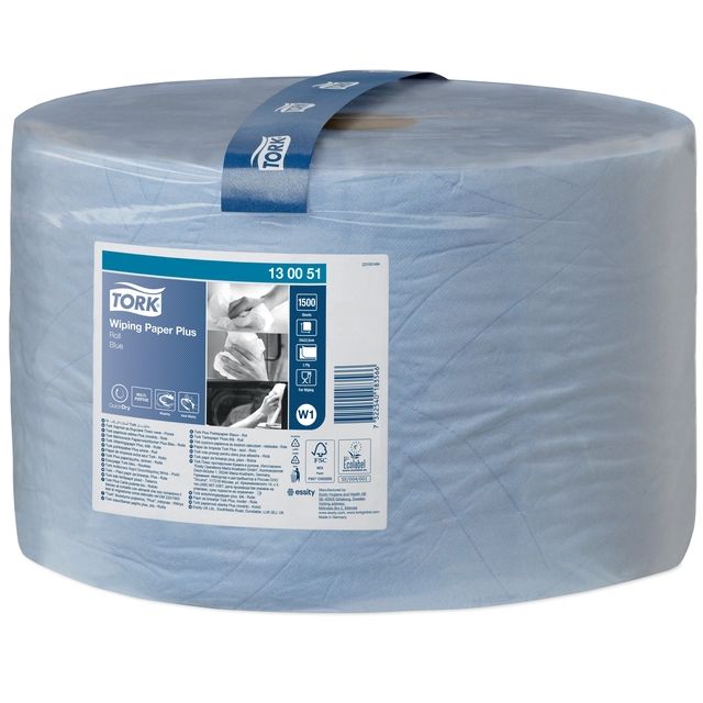 Tork - Papier nettoyant W1 Plus 2 couches 1500 feuilles bleu 130051